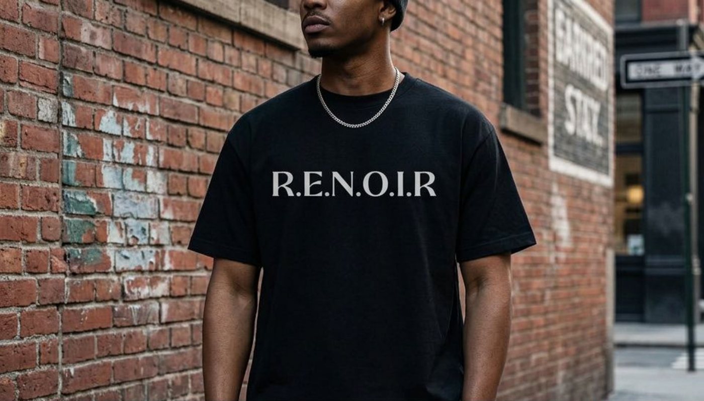 R.E.N.O.I.R. Legacy T-shirt — front wordmark, high-contrast colorway