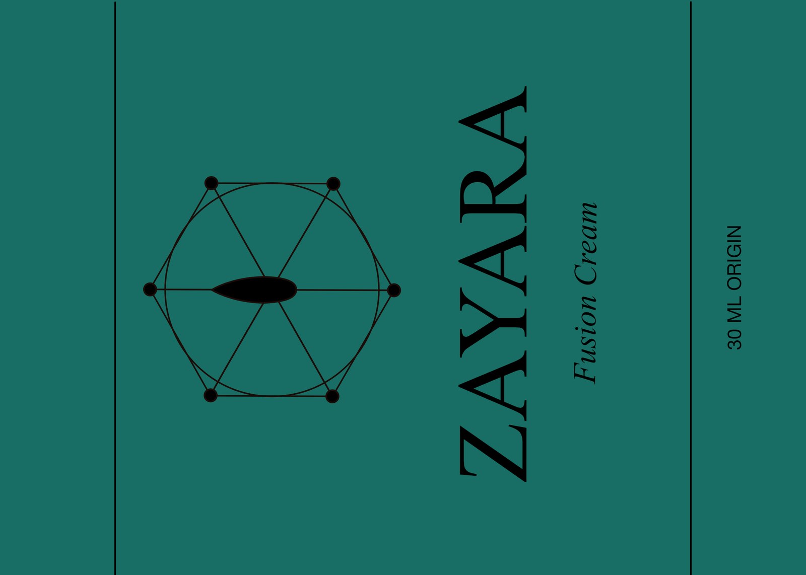 Zayara Fusion line label — Rose Retinol Fusion Cream, teal colourway